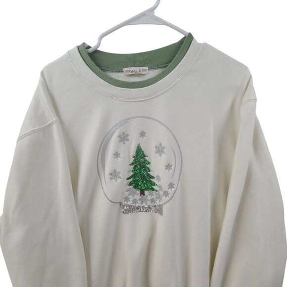 Margaux & Lexi Christmas Sweatshirt  Crewneck Snow Globe Tree Sequins Size XXL - Picture 3 of 6